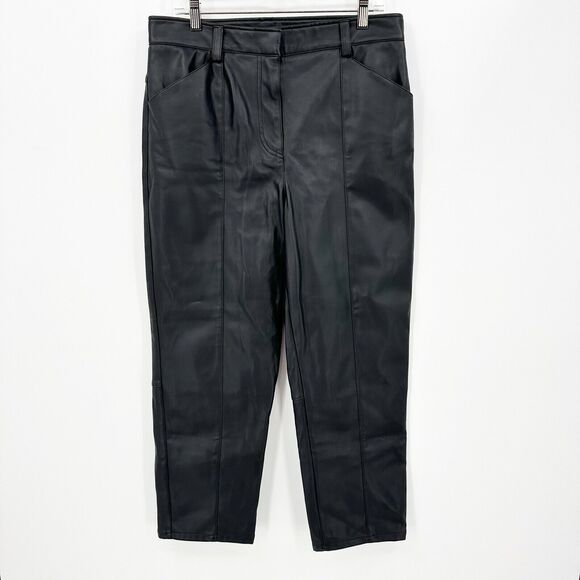 H&M Pants - H&M Womens Pants 12 Black Faux Leather Edgy Minimalist Biker Goth Casual Modern